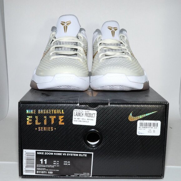Nike Zoom Kobe VII 7 System Elite 2012 511371-100 White Metallic Gold US 11 DS - Picture 4 of 13